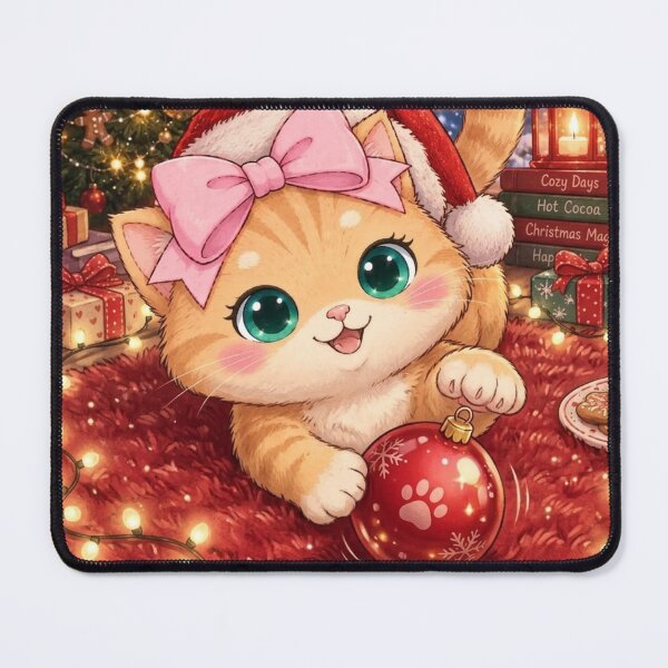 Item preview, Cozy Christmas Cat Luna in Santa Hat designed and sold by Luna's World - Moody Vibes Studio.