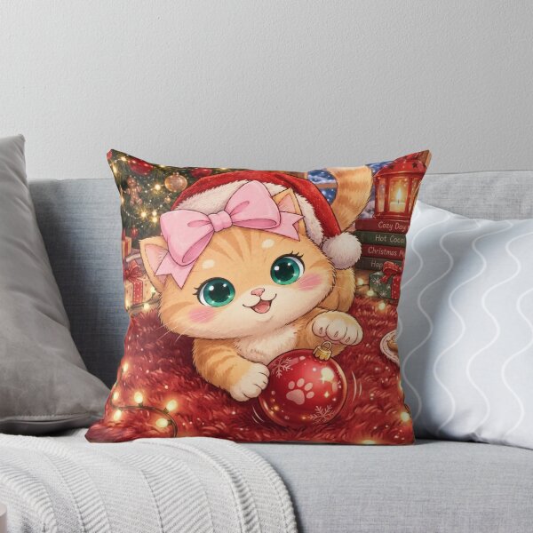 Item preview, Cozy Christmas Cat Luna in Santa Hat designed and sold by Luna's World - Moody Vibes Studio.