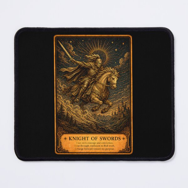 Item preview, Knight of Swords Tarot Card - Vintage Speed & Determination Art designed and sold by ArcanaAbsolute.