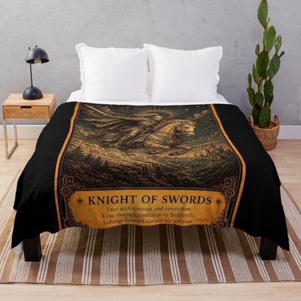 Item preview, Knight of Swords Tarot Card - Vintage Speed & Determination Art designed and sold by ArcanaAbsolute.
