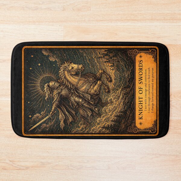 Item preview, Knight of Swords Tarot Card - Vintage Speed & Determination Art designed and sold by ArcanaAbsolute.