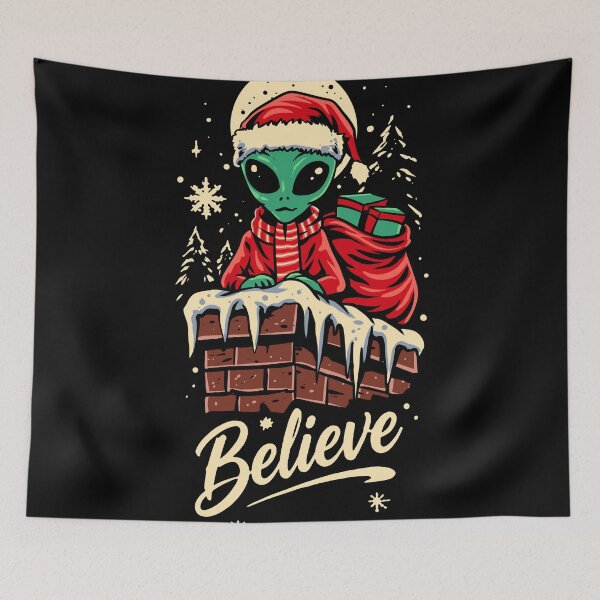Item preview, Believe Alien Christmas – Cute Green Alien Santa Holiday T-Shirt designed and sold by phsycartwork.