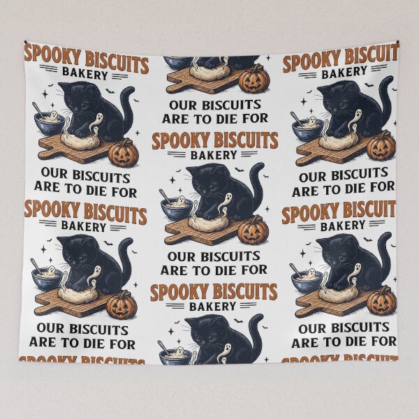 Item preview, Spooky Biscuits Bakery Halloween Cat Baking Pun designed and sold by RDGNR.