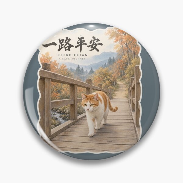 Item preview, Ichiro Heian 一路平安 Japanese Cat Sticker – Safe Travels Ahead designed and sold by KOTOWA.