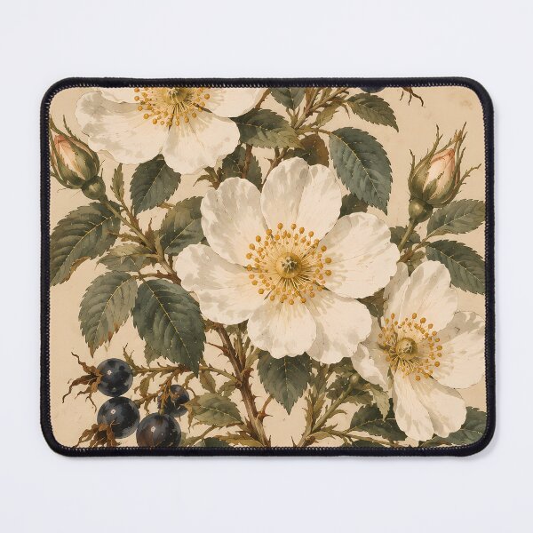 Item preview, Botanical White Rose Watercolour on Aged Parchment designed and sold by Jozefin's Studio.
