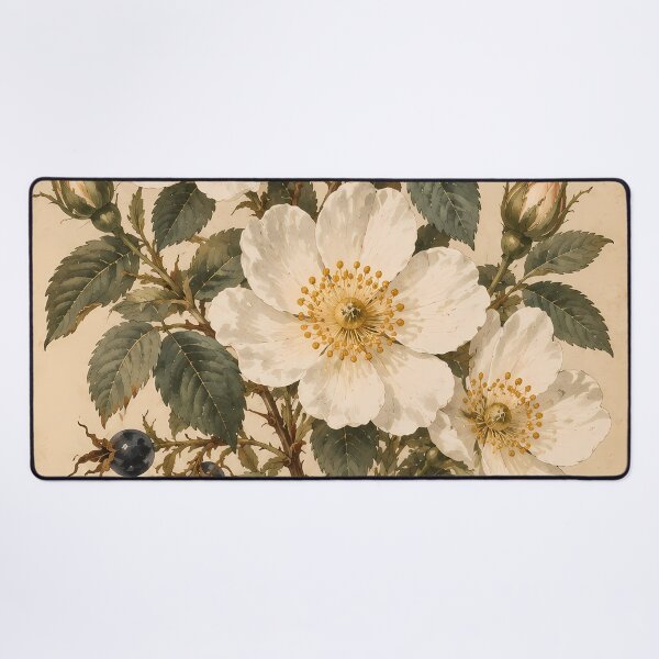 Item preview, Botanical White Rose Watercolour on Aged Parchment designed and sold by Jozefin's Studio.