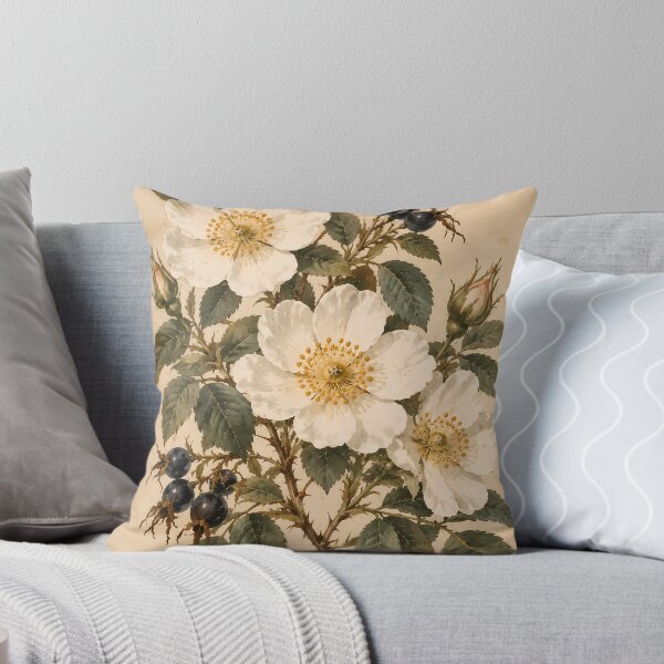 Item preview, Botanical White Rose Watercolour on Aged Parchment designed and sold by Jozefin's Studio.