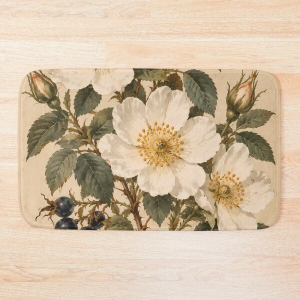 Item preview, Botanical White Rose Watercolour on Aged Parchment designed and sold by Jozefin's Studio.