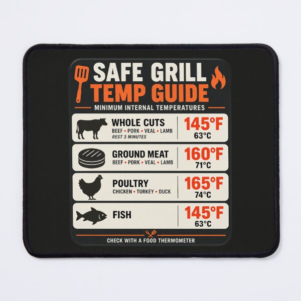 Item preview, Meat Temperature Magnet – Safe Grill Temp Guide BBQ Cooking Chart designed and sold by astersgraphics.