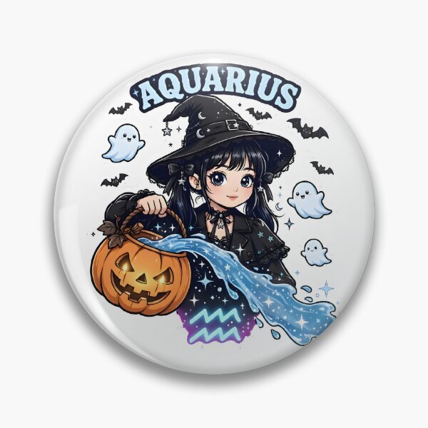 Item preview, Aquarius Halloween Witch Cute Cartoon designed and sold by Zodiac Celestial Art.