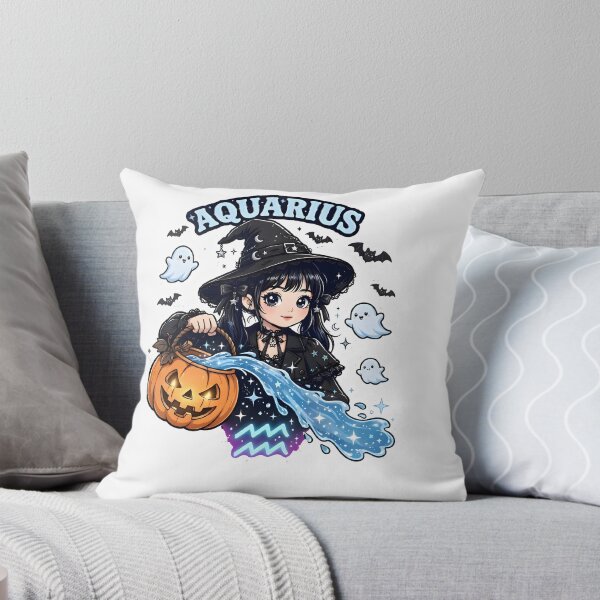 Item preview, Aquarius Halloween Witch Cute Cartoon designed and sold by Zodiac Celestial Art.