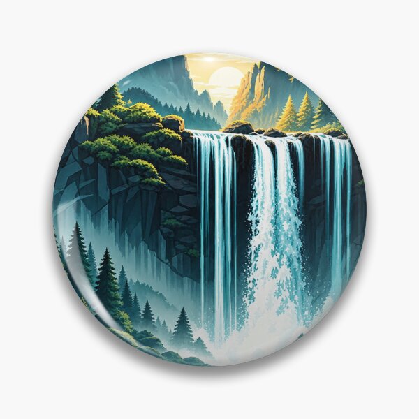 Item preview, Mystical Waterfall Mountain Forest Landscape designed and sold by CreativeNest Prints.