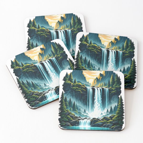 Item preview, Mystical Waterfall Mountain Forest Landscape designed and sold by CreativeNest Prints.