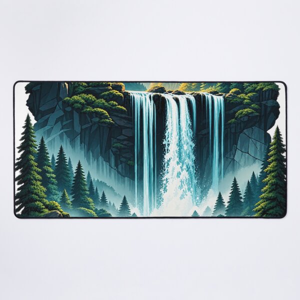 Item preview, Mystical Waterfall Mountain Forest Landscape designed and sold by CreativeNest Prints.