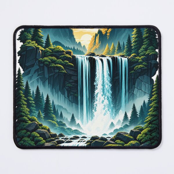 Artikelvorschau, Mystische Wasserfall-Bergwaldlandschaft entworfen und verkauft von CreativeNest Prints.