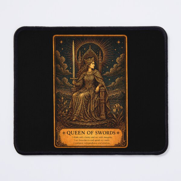 Item preview, Queen of Swords Tarot Card - Mystical Clarity & Independence Illustration designed and sold by ArcanaAbsolute.