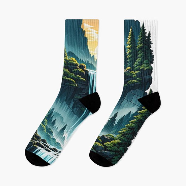 Item preview, Mystical Waterfall Mountain Forest Landscape designed and sold by CreativeNest Prints.