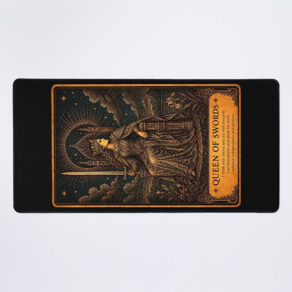 Item preview, Queen of Swords Tarot Card - Mystical Clarity & Independence Illustration designed and sold by ArcanaAbsolute.