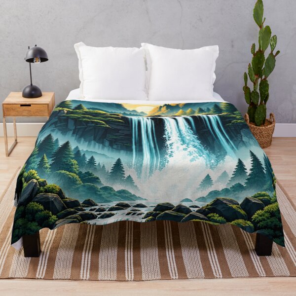 Item preview, Mystical Waterfall Mountain Forest Landscape designed and sold by CreativeNest Prints.