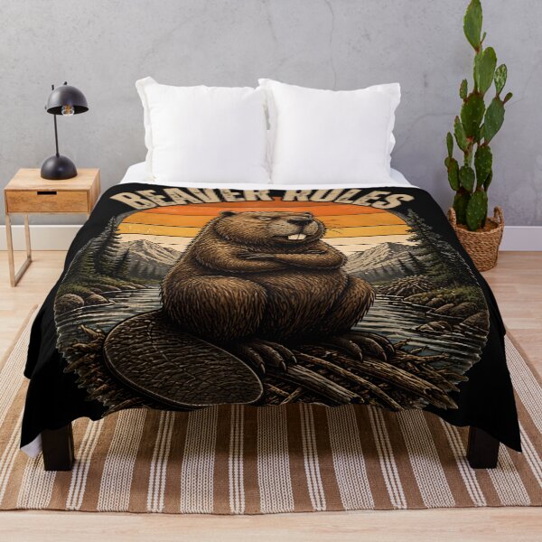 Item preview, Beaver Rules Funny Wildlife Nature Retro Vintage Gifts designed and sold by LeSoniPapaPrint.