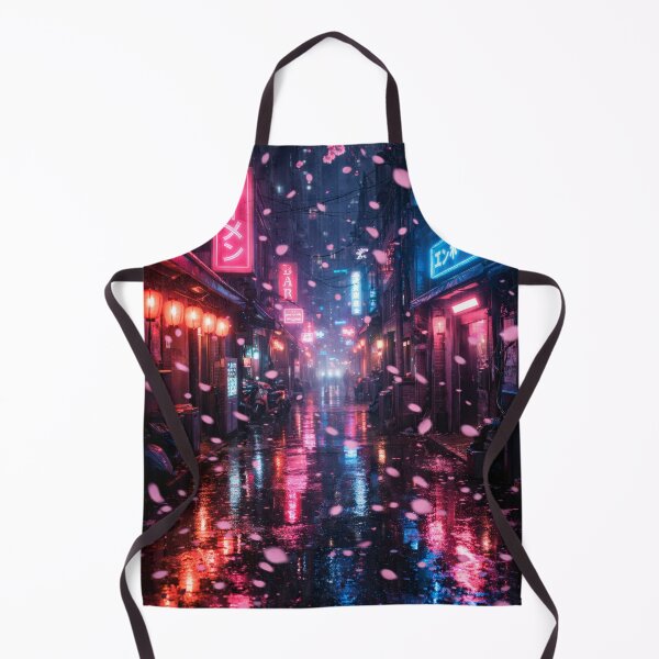 Item preview, Neon Cherry Blossom Night | Japanese Sakura Illustration | Dreamy Retro-Futuristic Cityscape & Atmospheric Wall Art designed and sold by PaintedPixels01.