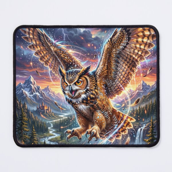 Item preview, Horned Owl - Glowing Night Sky Fantasy designed and sold by Lucid Dream Pixel.