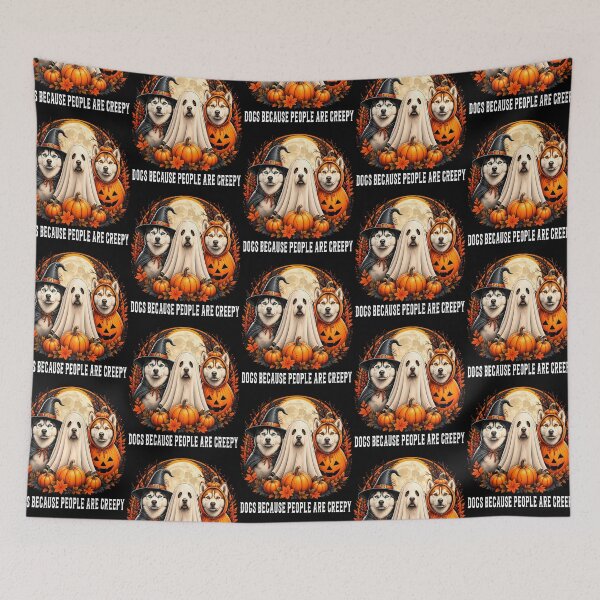 Item preview, Husky Because People Are Creepy Spooky Dog Halloween designed and sold by RealestInternet.