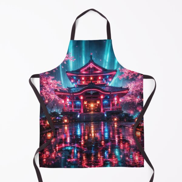 Item preview, Neon Cherry Blossom Night | Japanese Sakura Illustration | Dreamy Retro-Futuristic Cityscape & Atmospheric Wall Art designed and sold by PaintedPixels01.