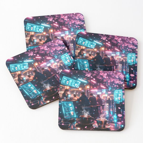 Item preview, Neon Cherry Blossom City Night | Futuristic Japanese Cityscape Illustration | Dreamy Sakura Lights & Cyberpunk Wall Art designed and sold by PaintedPixels01.