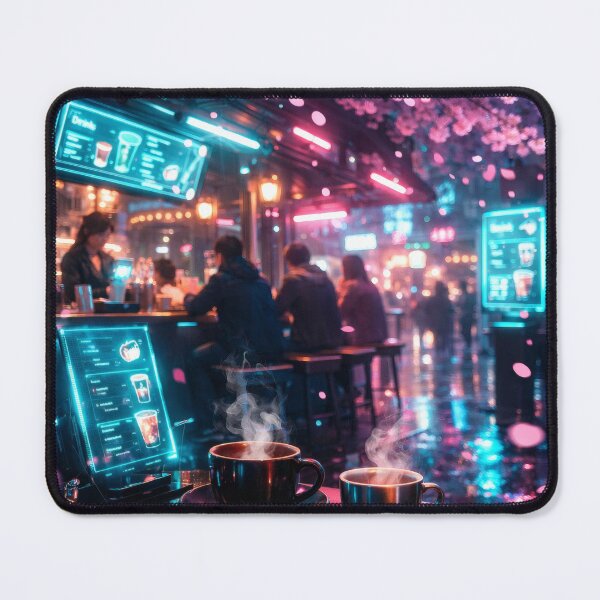 Item preview, Neon Cherry Blossom City Night | Futuristic Japanese Cityscape Illustration | Dreamy Sakura Lights & Cyberpunk Wall Art designed and sold by PaintedPixels01.