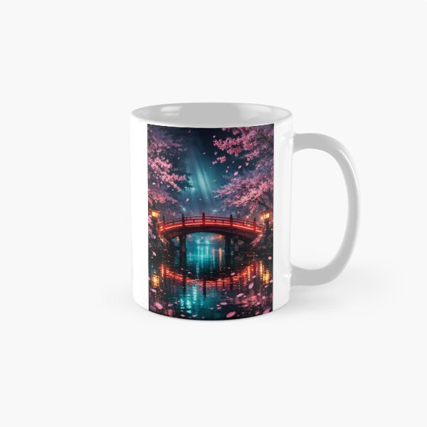 Item preview, Neon Cherry Blossom City Night | Futuristic Japanese Cityscape Illustration | Dreamy Sakura Lights & Cyberpunk Wall Art designed and sold by PaintedPixels01.