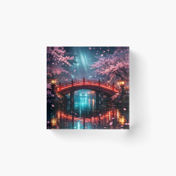 Item preview, Neon Cherry Blossom City Night | Futuristic Japanese Cityscape Illustration | Dreamy Sakura Lights & Cyberpunk Wall Art designed and sold by PaintedPixels01.