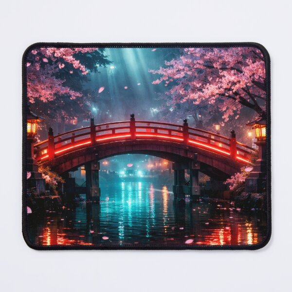 Item preview, Neon Cherry Blossom City Night | Futuristic Japanese Cityscape Illustration | Dreamy Sakura Lights & Cyberpunk Wall Art designed and sold by PaintedPixels01.