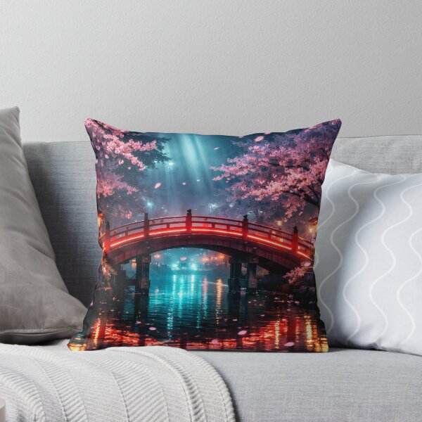 Item preview, Neon Cherry Blossom City Night | Futuristic Japanese Cityscape Illustration | Dreamy Sakura Lights & Cyberpunk Wall Art designed and sold by PaintedPixels01.