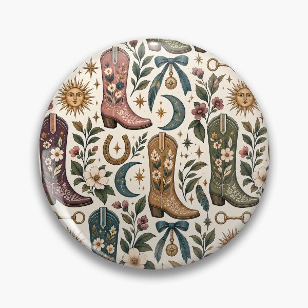 Item preview, Celestial Cowboy Boots Floral Pattern designed and sold by Sandy Beach Decor.