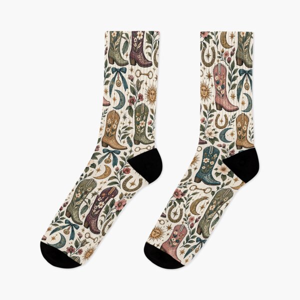 Item preview, Celestial Cowboy Boots Floral Pattern designed and sold by Sandy Beach Decor.