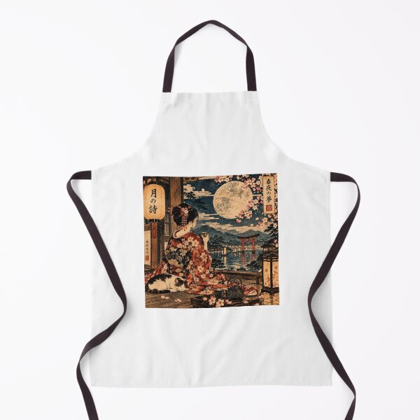 Item preview, Moonlit Japan – Woman and Cat Ukiyo-e designed and sold by RetroPop23.