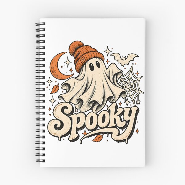 Item preview, Cute Ghost Orange Beanie Spooky Retro Halloween Art designed and sold by DesignArtist.ia.