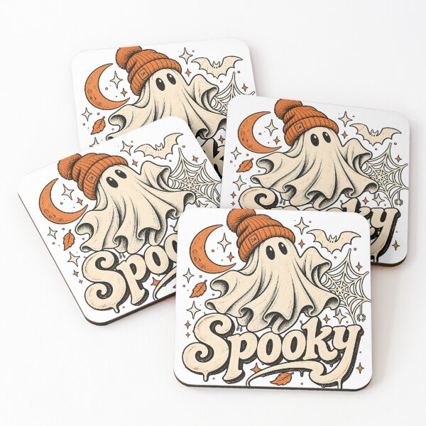 Item preview, Cute Ghost Orange Beanie Spooky Retro Halloween Art designed and sold by DesignArtist.ia.