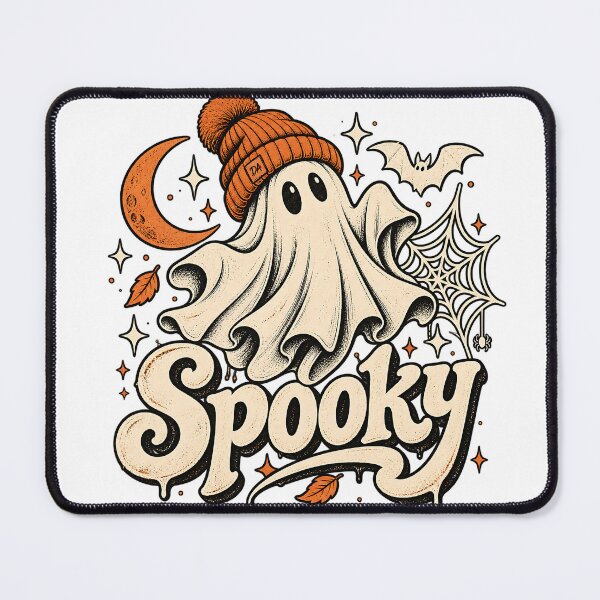 Item preview, Cute Ghost Orange Beanie Spooky Retro Halloween Art designed and sold by DesignArtist.ia.