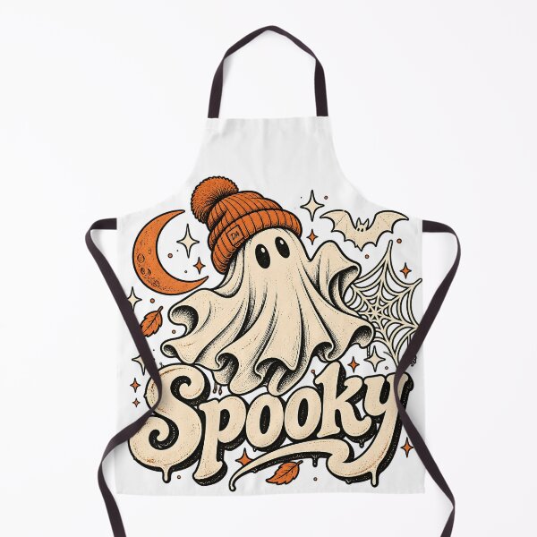 Item preview, Cute Ghost Orange Beanie Spooky Retro Halloween Art designed and sold by DesignArtist.ia.