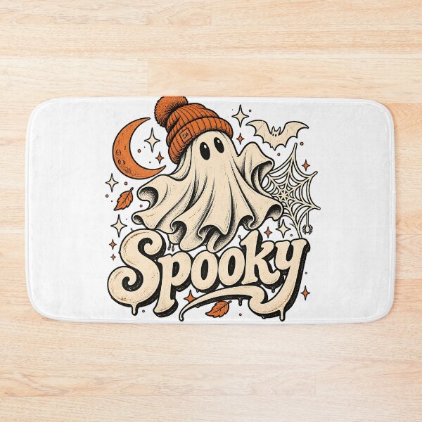 Item preview, Cute Ghost Orange Beanie Spooky Retro Halloween Art designed and sold by DesignArtist.ia.