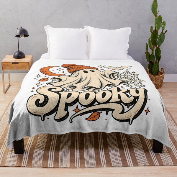 Item preview, Cute Ghost Orange Beanie Spooky Retro Halloween Art designed and sold by DesignArtist.ia.