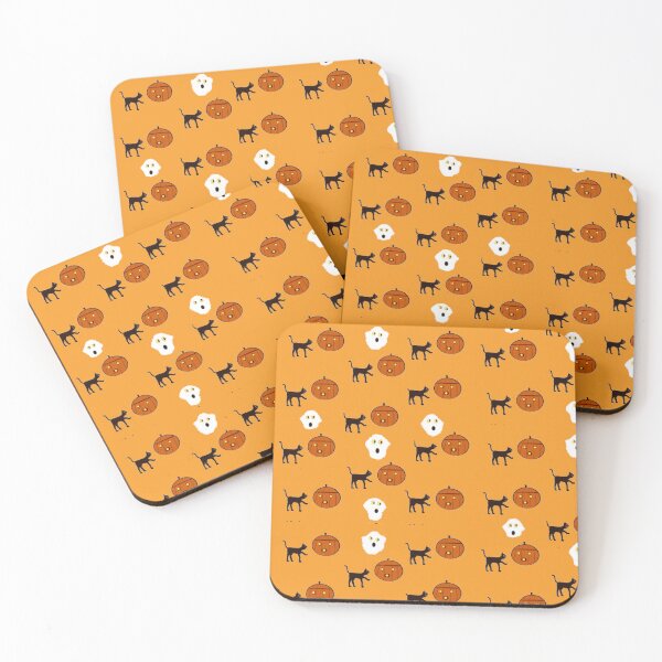 Item preview, Halloween Pattern with Cats and Pumpkins designed and sold by Elaine M Hayward .
