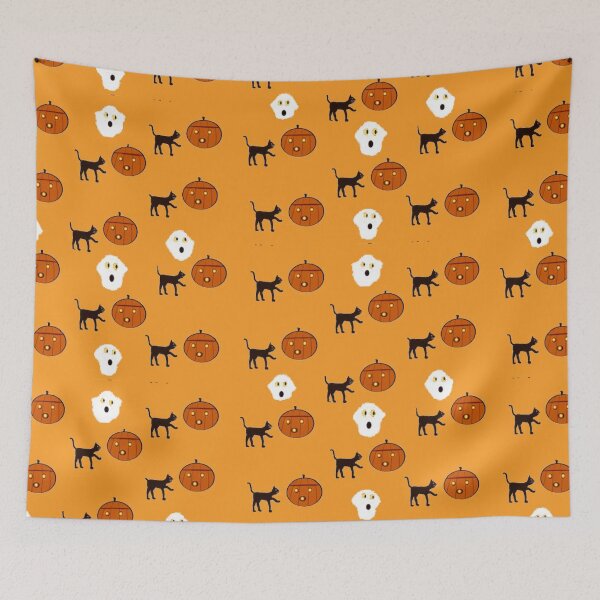 Item preview, Halloween Pattern with Cats and Pumpkins designed and sold by Elaine M Hayward .