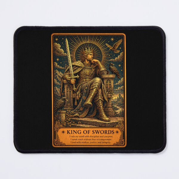 Item preview, King of Swords Tarot Card - Vintage Authority & Wisdom Illustration designed and sold by ArcanaAbsolute.