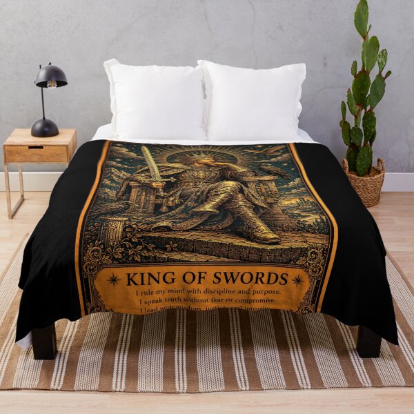 Item preview, King of Swords Tarot Card - Vintage Authority & Wisdom Illustration designed and sold by ArcanaAbsolute.
