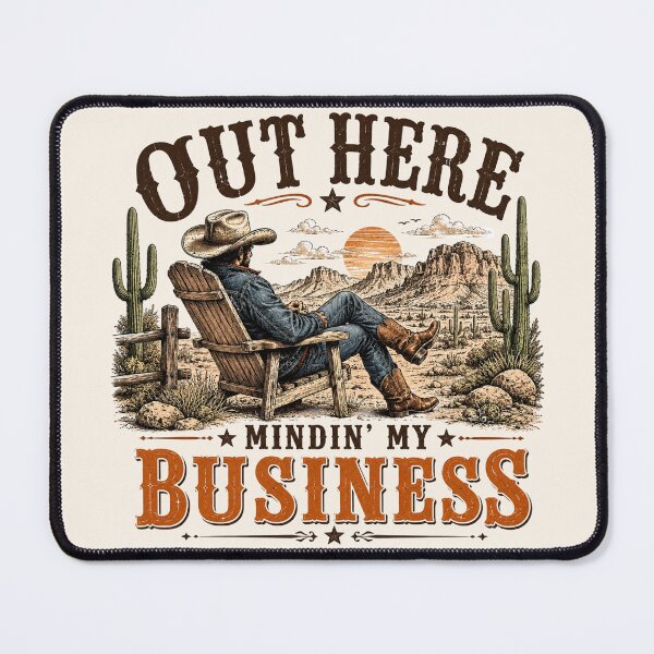 Item preview, Funny Retro Sunset Cowboy Out Here Mindin' My Business designed and sold by legendaryskins.