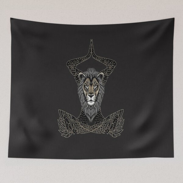 Item preview, The Zen Lifter Meditating Lion Yoga Balance Mindful Aesthetic Design designed and sold by Bennie Singh.