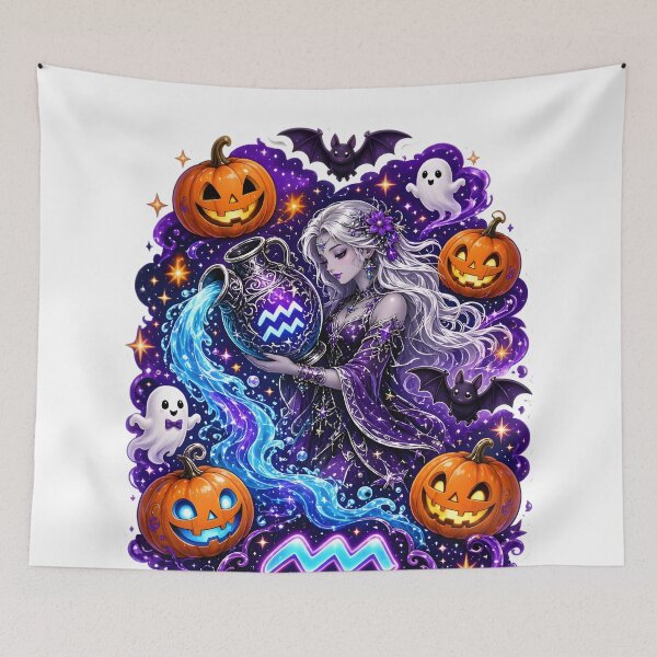 Item preview, Aquarius Halloween Witch Mystical Art designed and sold by Zodiac Celestial Art.